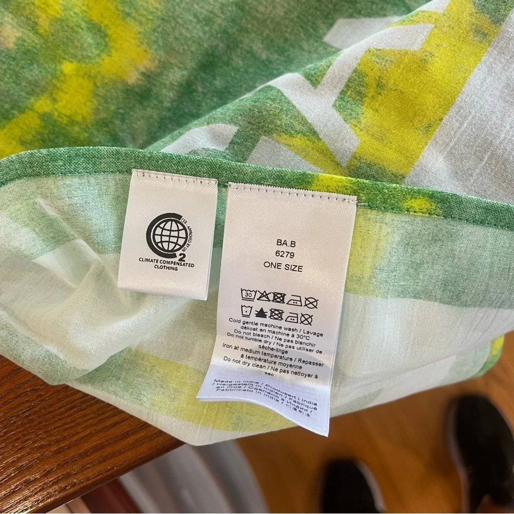 NWT Ganni Tie-dye Voile Scarf organic cotton green and yellow​